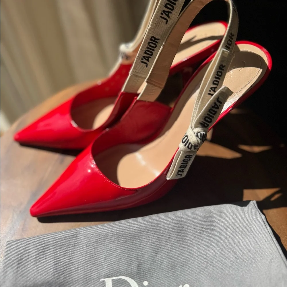 Dior Vibrant Red Slingback Heels - Picture 2 of 9